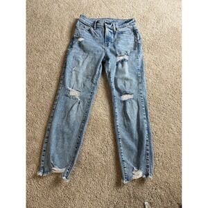 a.n.a Distressed Ripped Cropped Jeans‎ Light Wash Denim Womens 2P